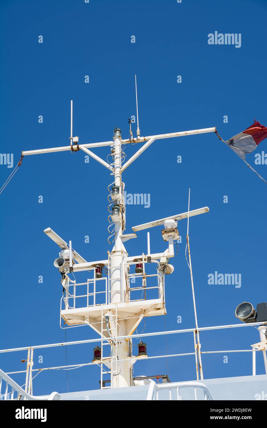 Transceiver antenna system on a carferries Stock Photo Alamy