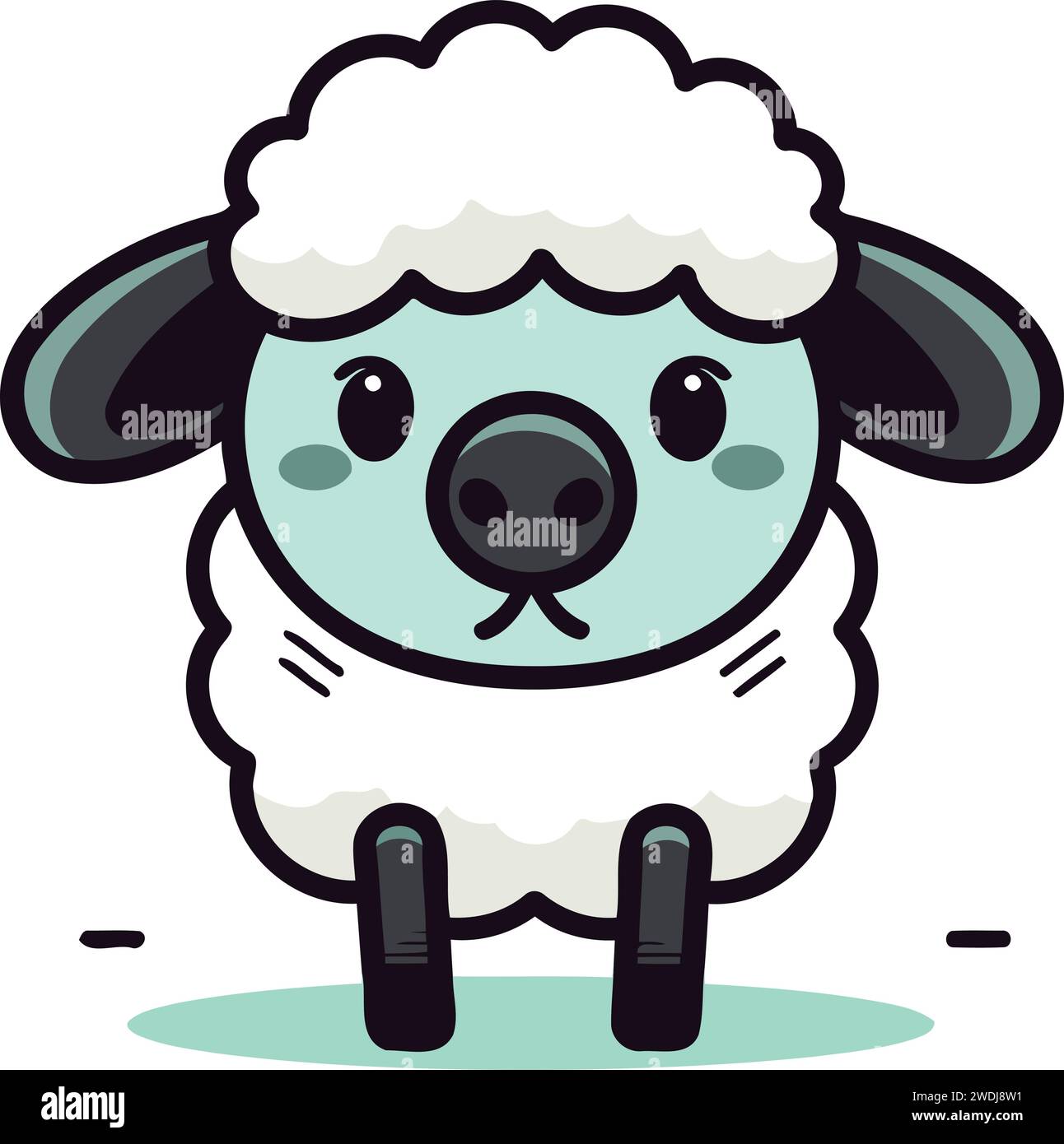 Cute Sheep Cartoon Mascot Character Vector Icon Illustration Design ...