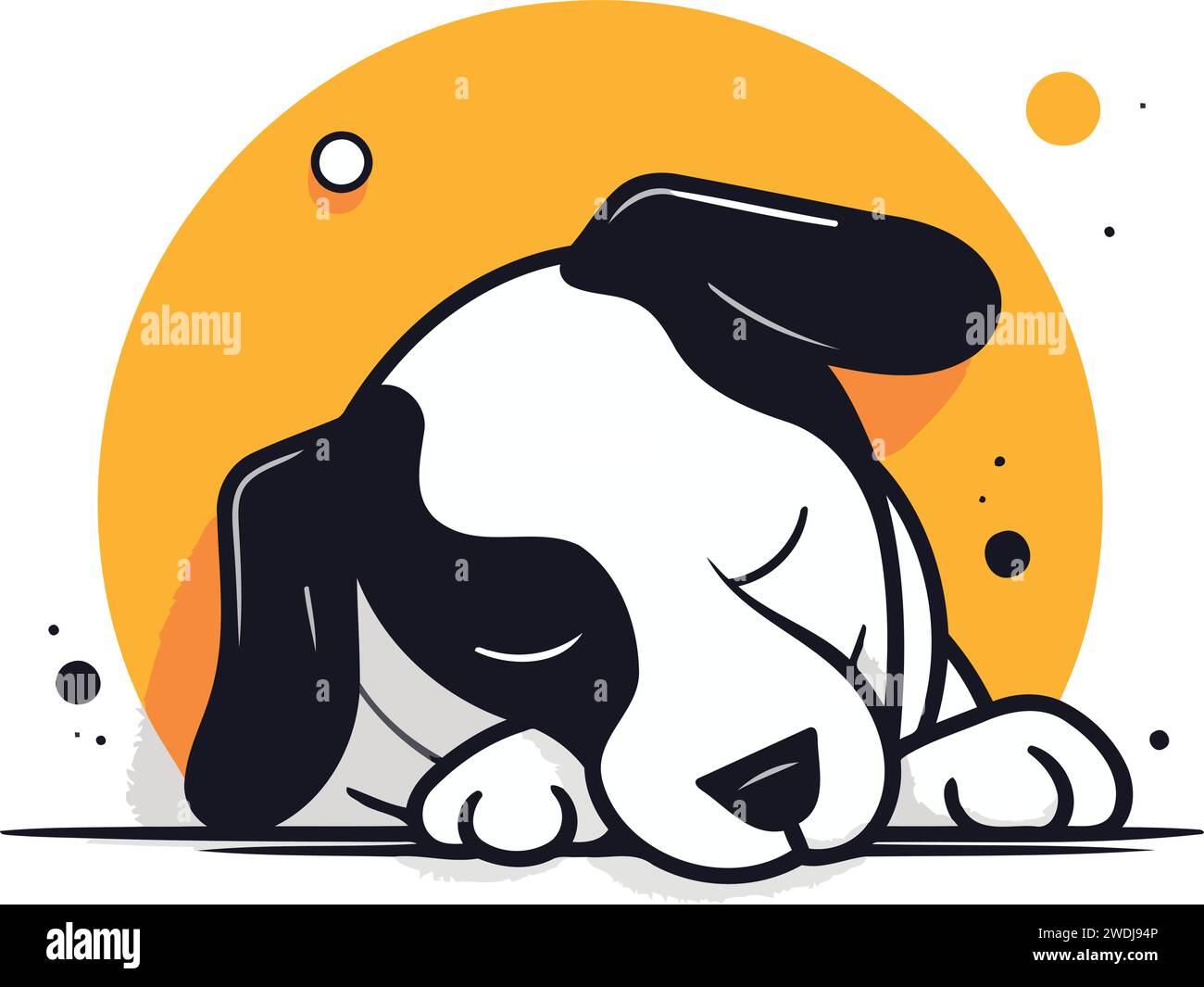 Illustration of cute dog sleeping on the floor. Vector illustration