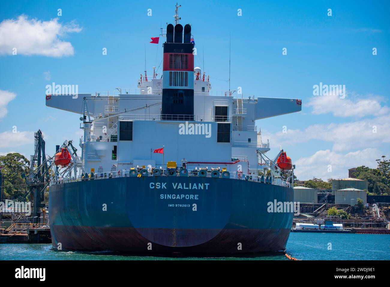 The 63,000 tonne crude oil tanker, CSK Valiant moored at Berry's Bay in Sydney Harbour, Australia delivering oil from Singapore Stock Photo