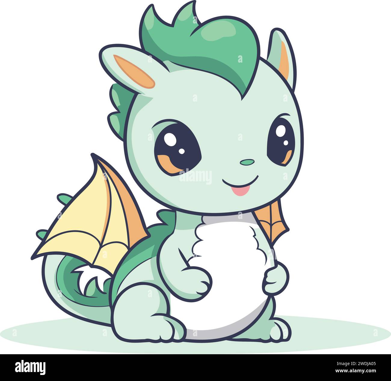 Cute cartoon baby dragon isolated on white background. Vector ...