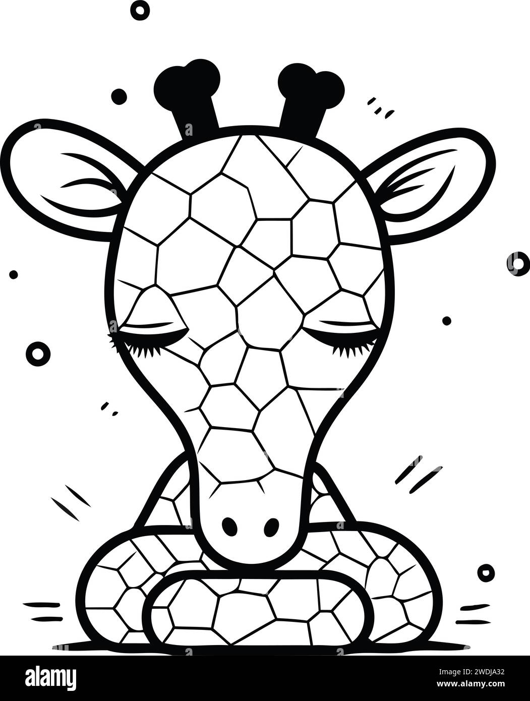Coloring book for children giraffe. Black and white vector illustration