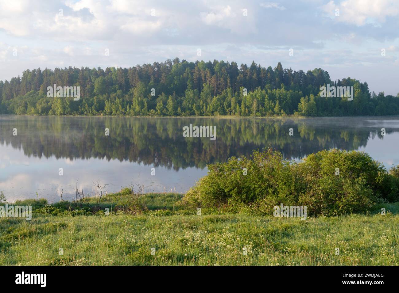 Early June morning on Ladoga. Karelia, Russian Federation Stock Photo