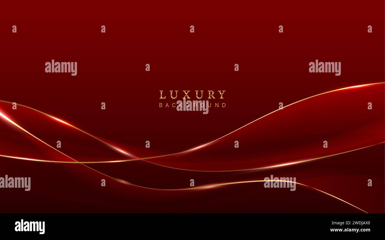 Red luxury backgrund with gold lines. Stock Vector