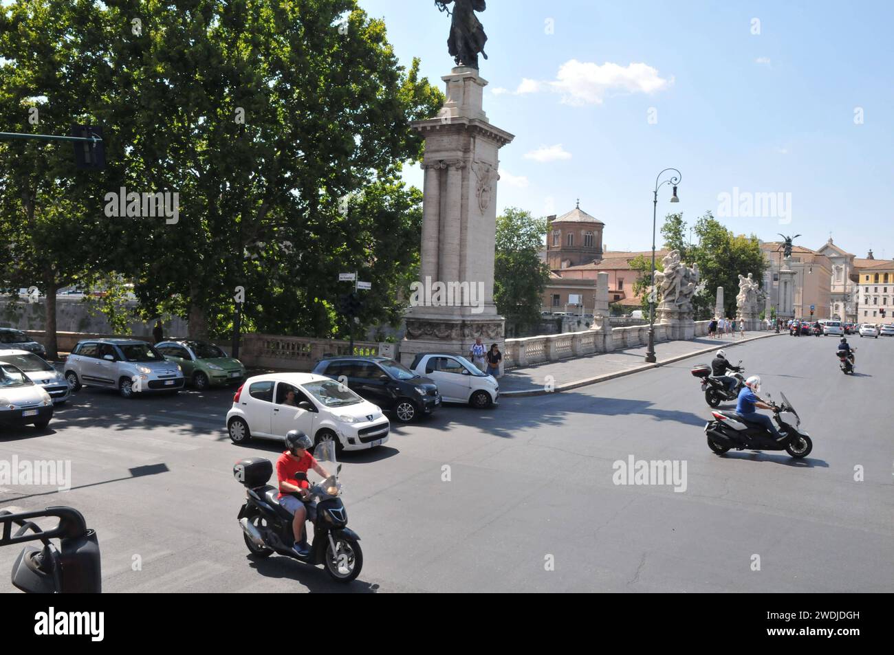 Rome / Italy   17.July 2019/ Traffic choas most the scooter driver drive ziz zaz and park where they wish in Rome and Italy Photo..Francis Dean / Deanpictures. Stock Photo