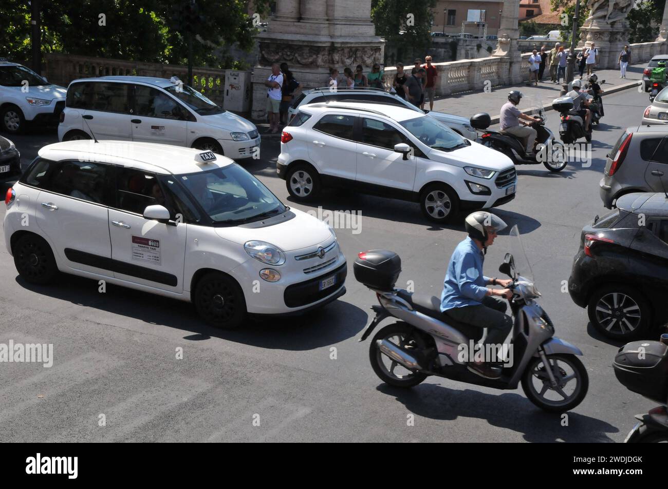Rome / Italy   17.July 2019/ Traffic choas most the scooter driver drive ziz zaz and park where they wish in Rome and Italy Photo..Francis Dean / Deanpictures. Stock Photo