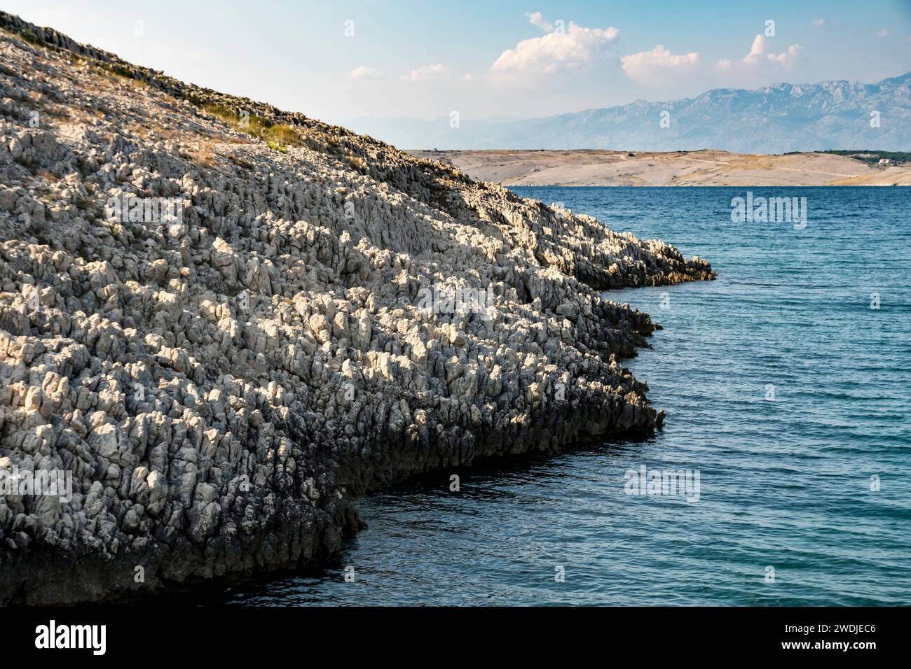 Hilly dalmatian coast of the Adriatic Sea near the city of Vrsi in Croatia Stock Photo