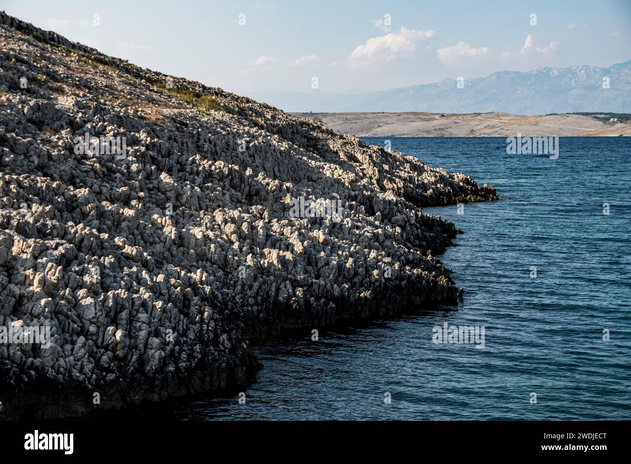 Hilly dalmatian coast of the Adriatic Sea near the city of Vrsi in Croatia Stock Photo