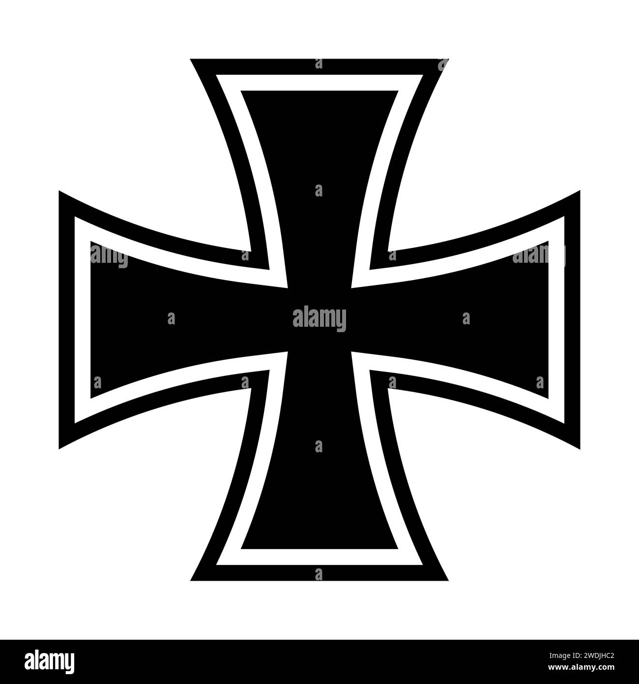 Iron cross, black and white vector silhouette illustration, isolated on white Stock Vector