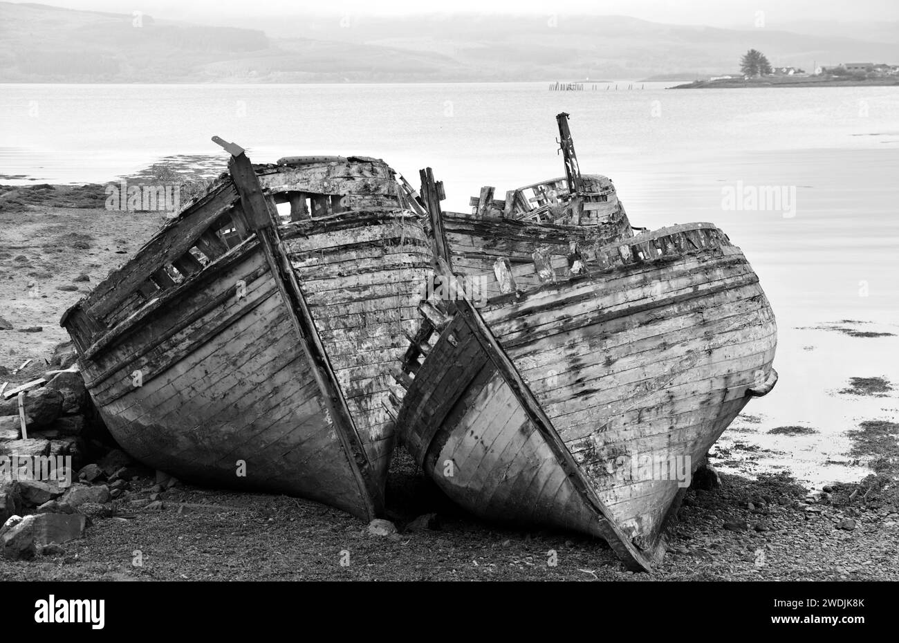 Ship wrecks on a beach Stock Photo