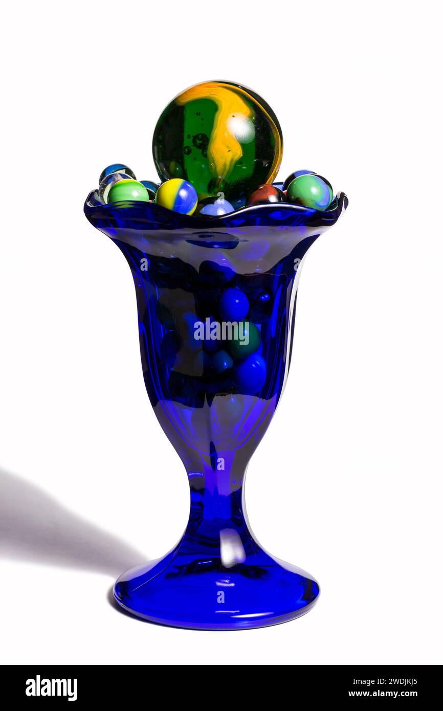 Marble Sundae A blue sundae glass with glass marbles Stock Photo Alamy