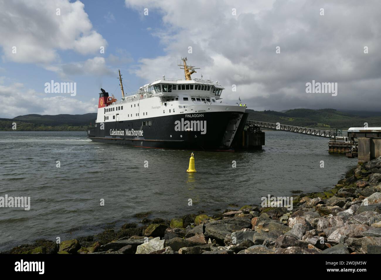 MV Finlaggan at the ferry terminal in Kennacraig, Scotland Stock Photo