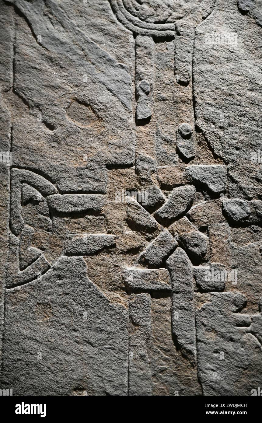 Early Christian grave slab, Iona Abbey, Isle of Iona, Scotland Stock Photo