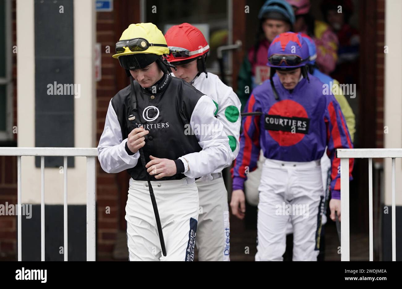 Jockeys head out before the Winter Million Open National Hunt Flat Race