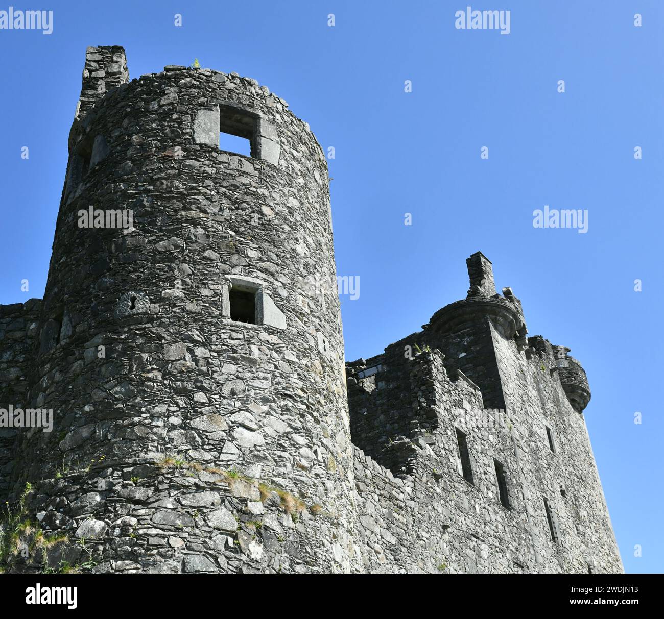 Section Of Kilchurn Castle Ruins In The Scottish Highlands Stock Photo section-of-kilchurn-castle-ruins-in-the-scottish-highlands-stock-photo