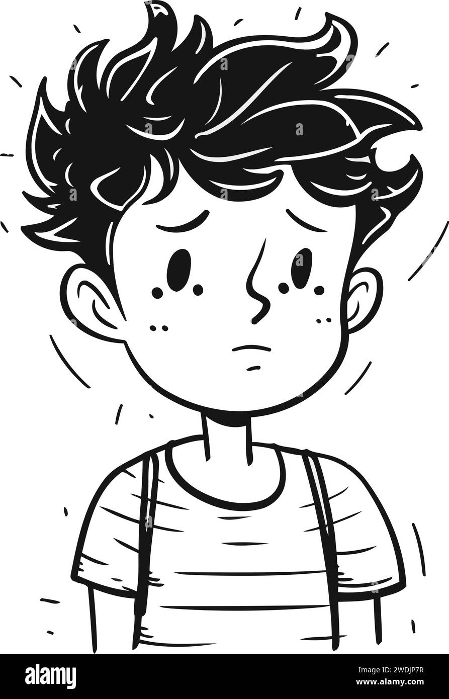 Vector illustration of a boy who has runny nose. runny nose Stock