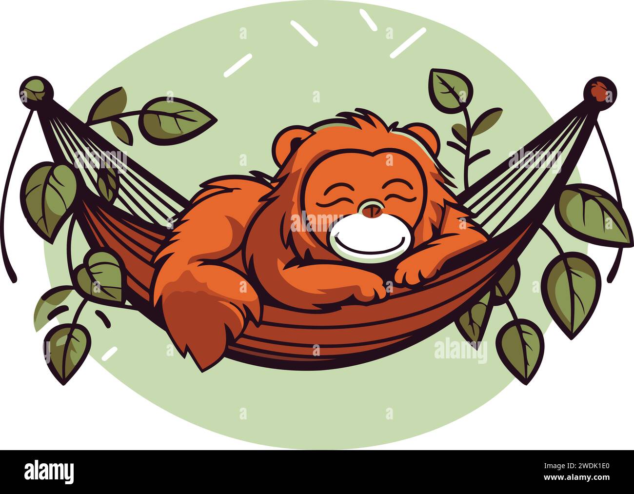 Cute cartoon baby monkey sleeping in hammock. Vector illustration Stock ...