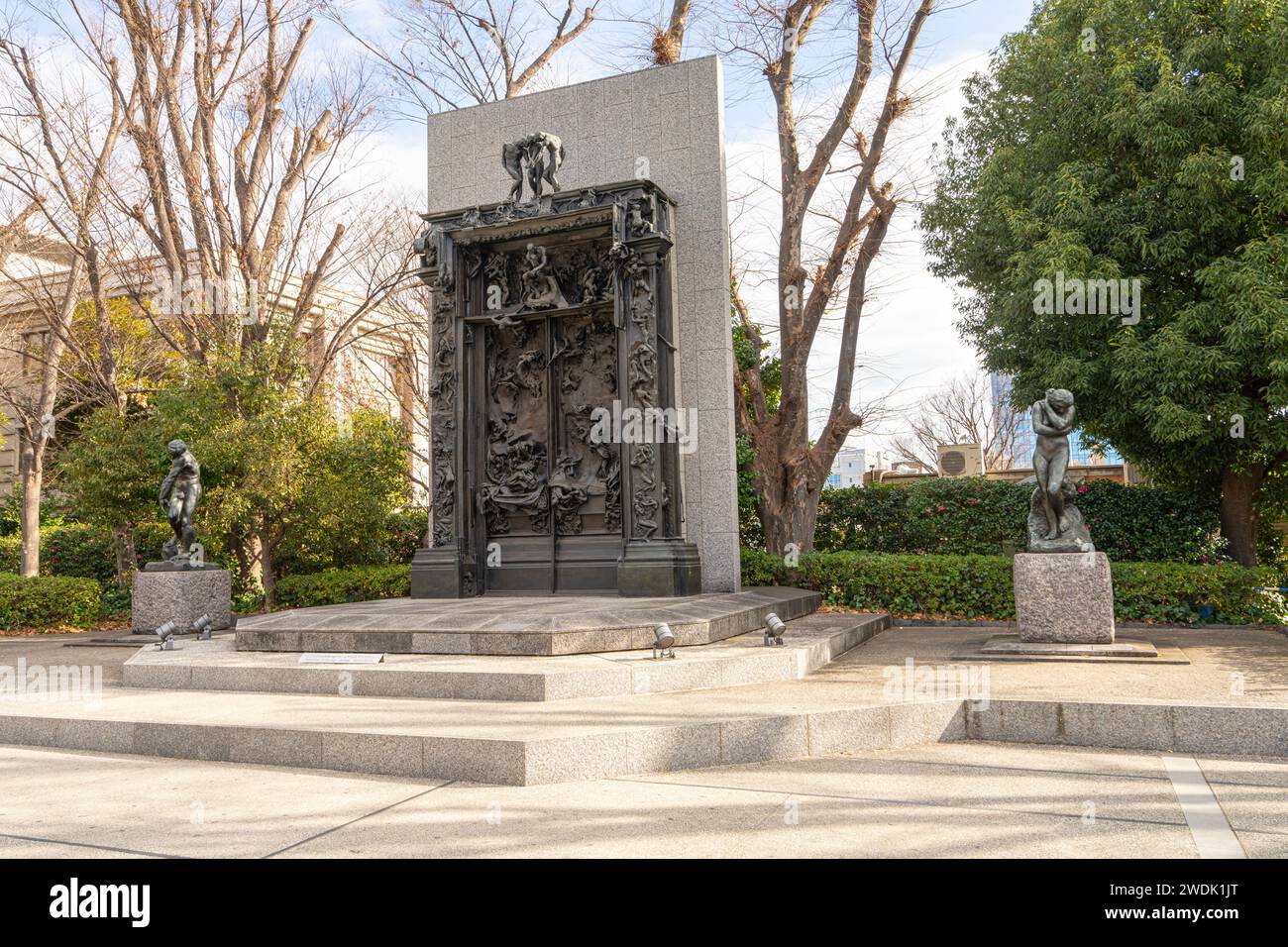 Tokyo, Japan. January 2024.  Auguste Rodin Sculpture 'Gates of Hell' at Ueno park in the city center Stock Photo
