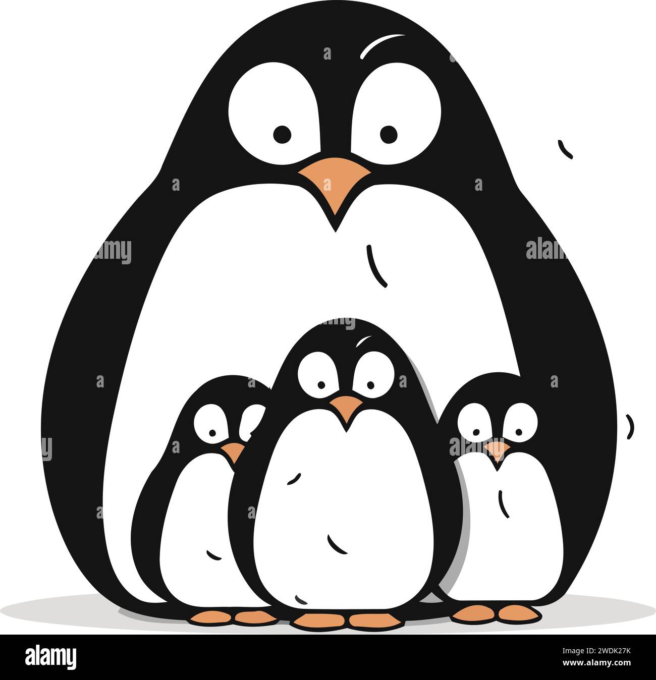 Penguin family. Cute cartoon character. Vector illustration Stock