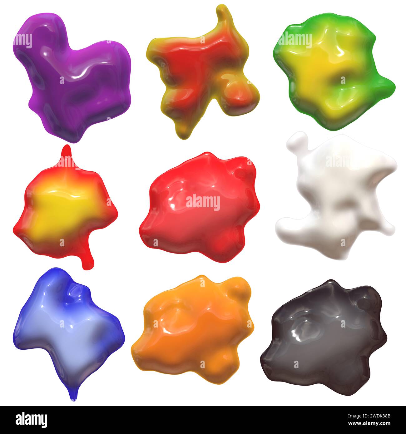 Abstract shaped plastic blot with eyes on white background. Texture for