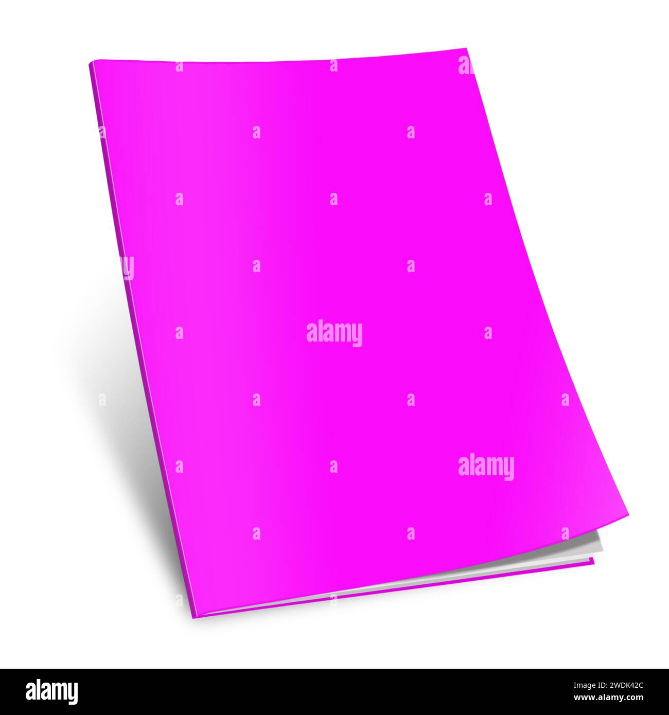 Magenta magazine blank template for presentation layouts and design. 3D rendering. Digitally Generated Image. Isolated on white background. Stock Photo