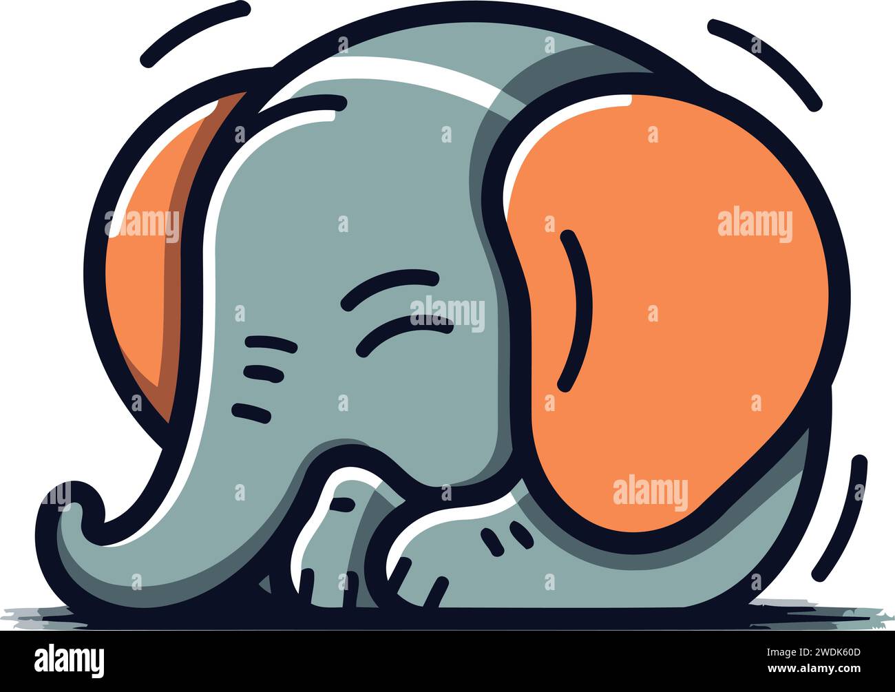 Elephant icon. Vector illustration isolated on white background. Flat style. Stock Vector