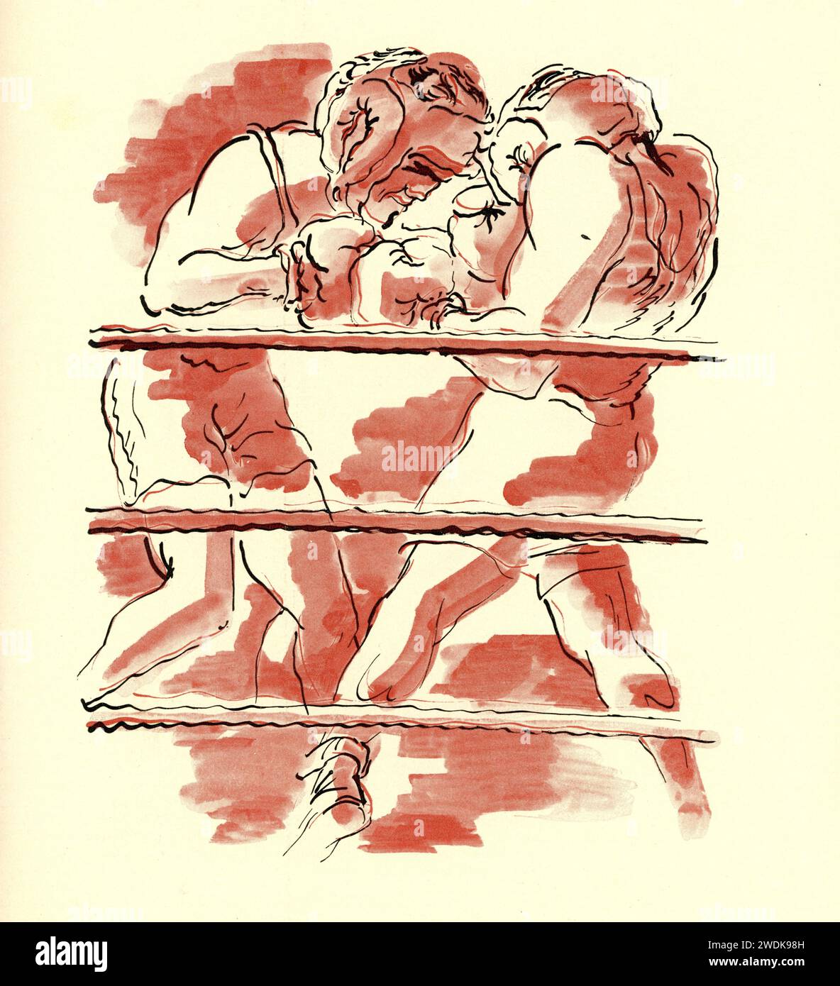 German Artist GEORGE GROSZ artwork / drawing of Boxer MAX SCHMELING  sparring at training camp before his boxing match against JOE LOUIS in June  1936 Stock Photo - Alamy, image size:1184x1390