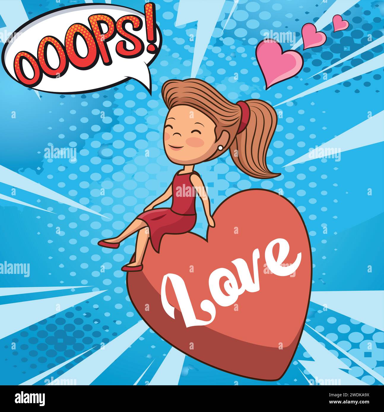 Email message Valentines day pop art style vector image Stock Vector