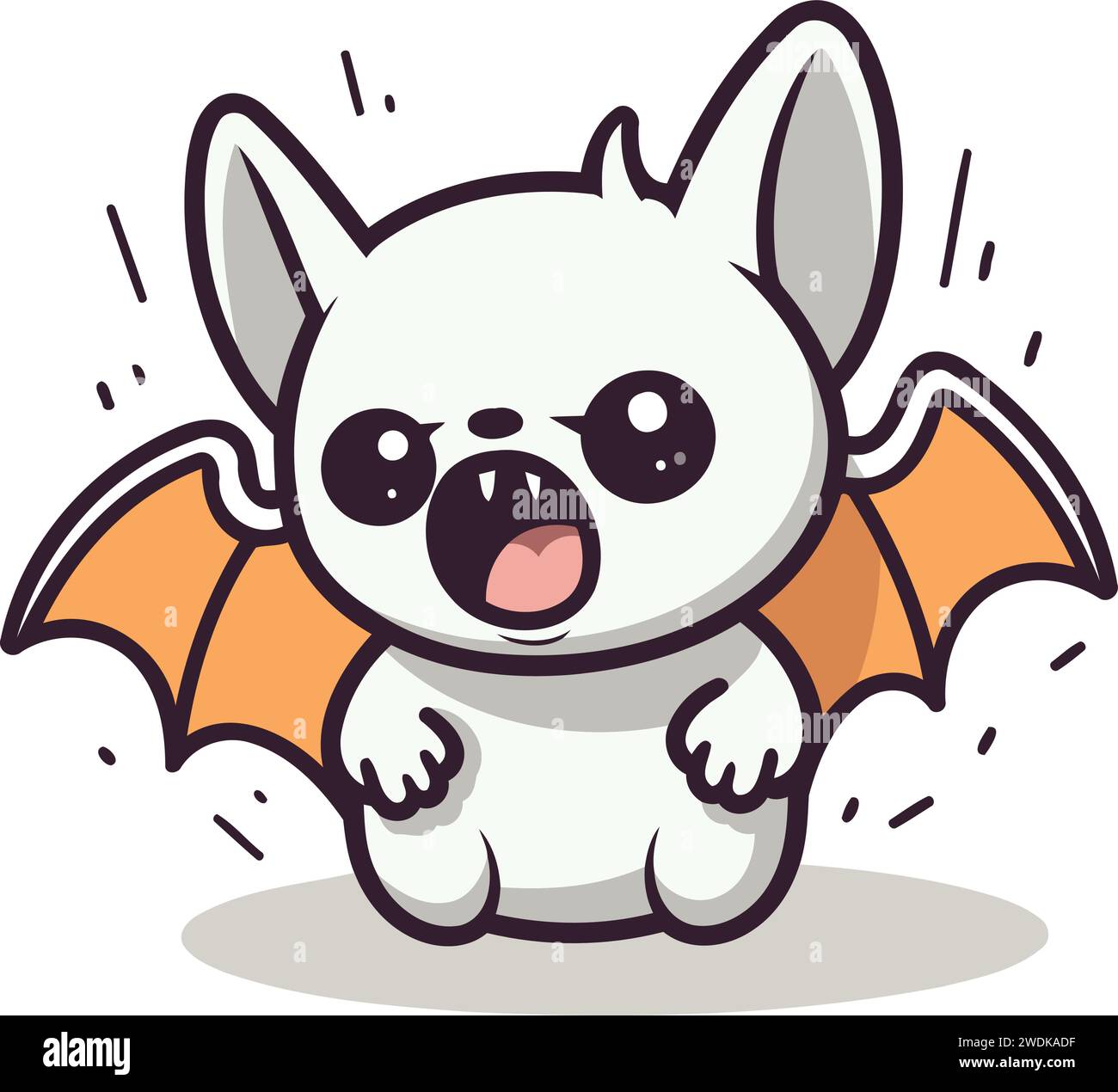 Cute cartoon french bulldog with bat wings. Vector illustration. Stock Vector