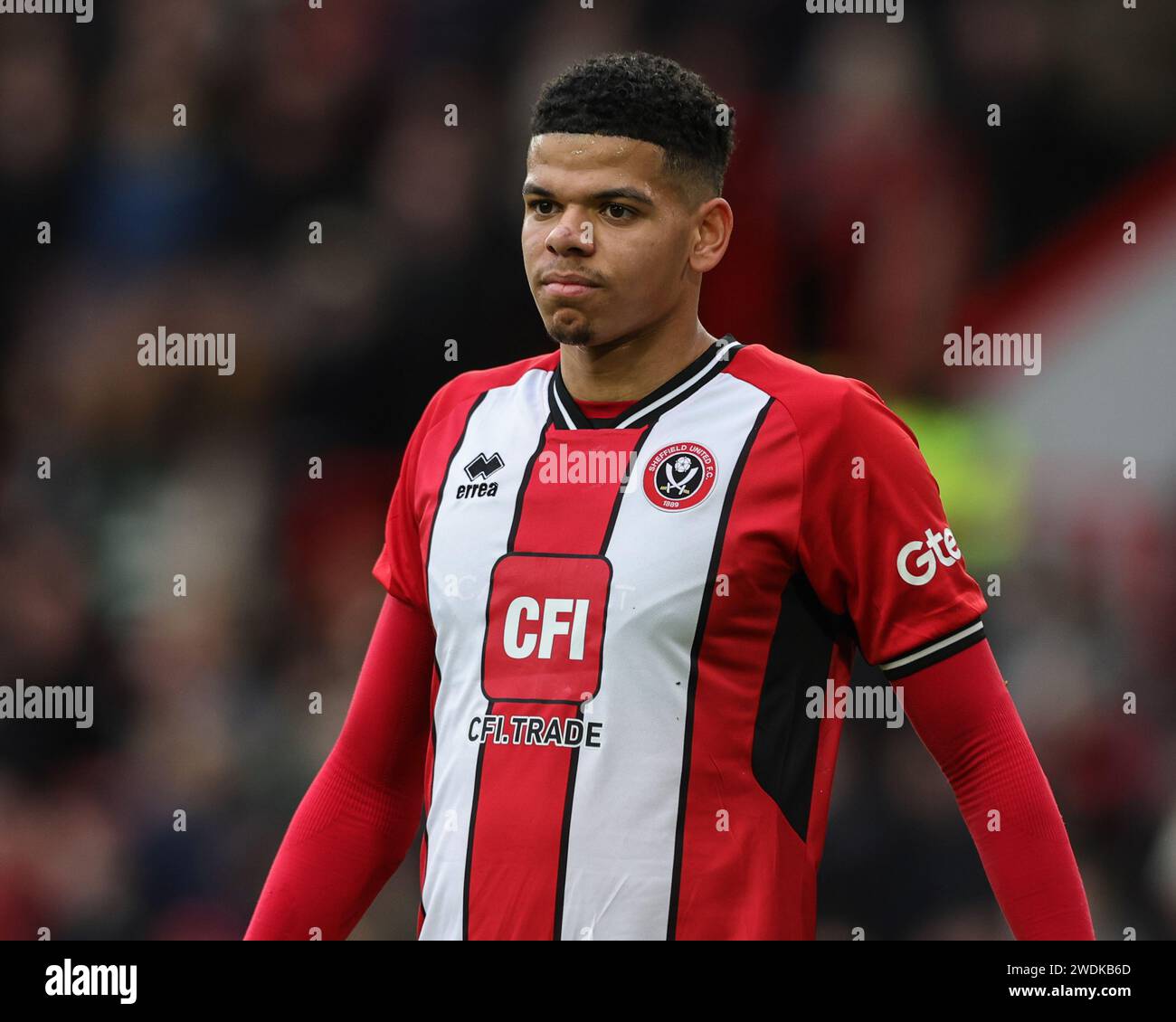 William Osula of Sheffield United during the Premier League match Sheffield United vs West Ham United at Bramall Lane, Sheffield, United Kingdom, 21st January 2024  (Photo by Mark Cosgrove/News Images) Stock Photo