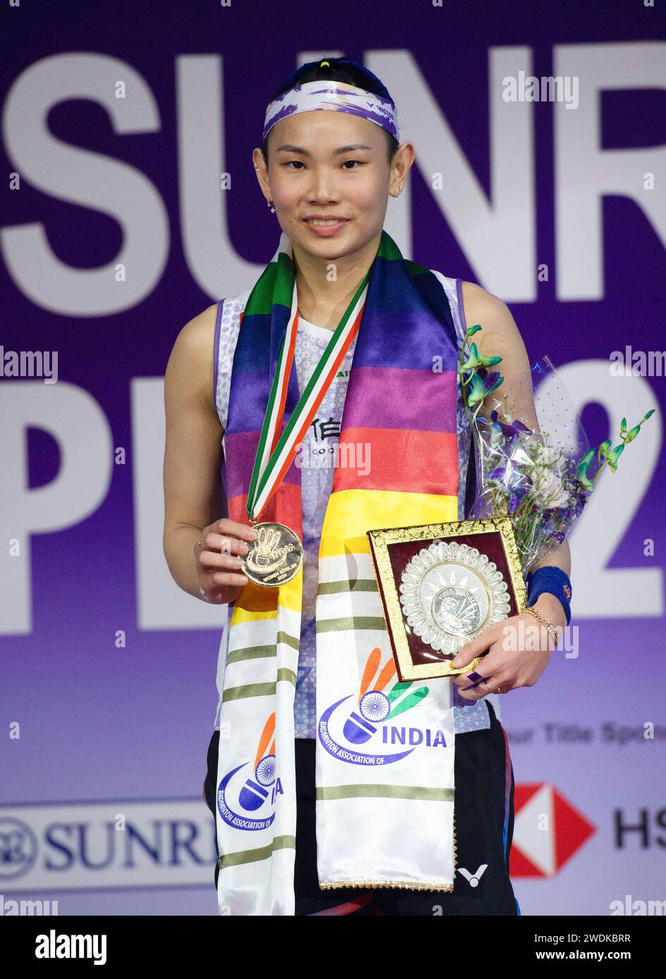 New Delhi, India. 21st Jan, 2024. Gold medalist Tai TzuYing of Chinese
