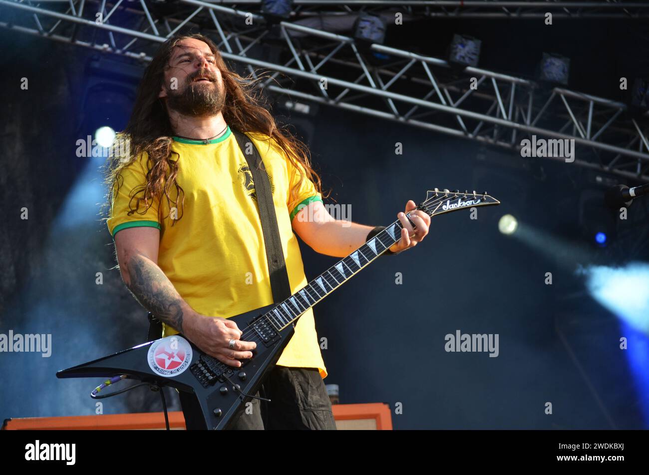 Andreas Kisser of Sepultura performing at Hellfest in Clisson / France, June 2014 Stock Photo