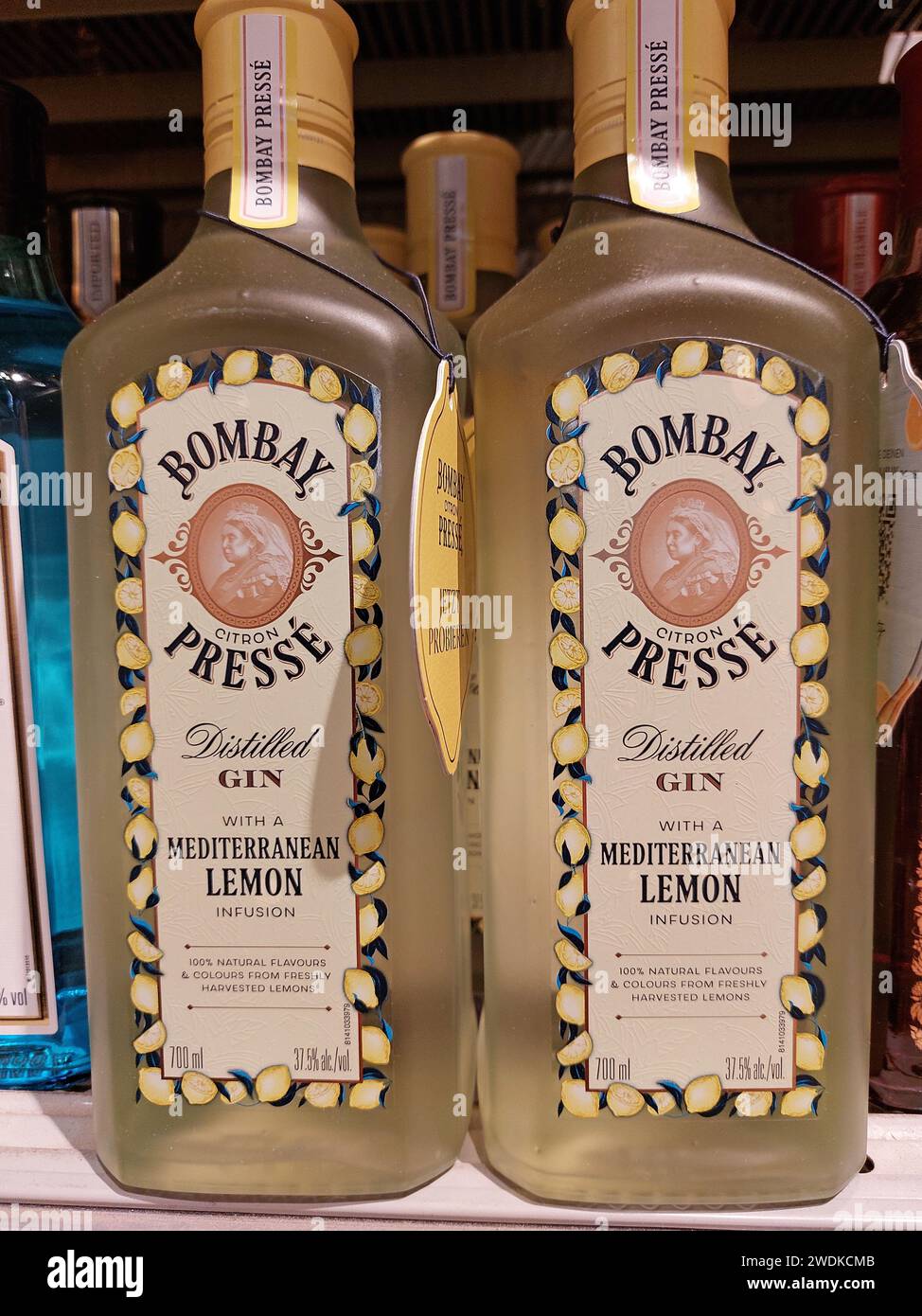 Bombay Gin bottles in a supermarket Stock Photo