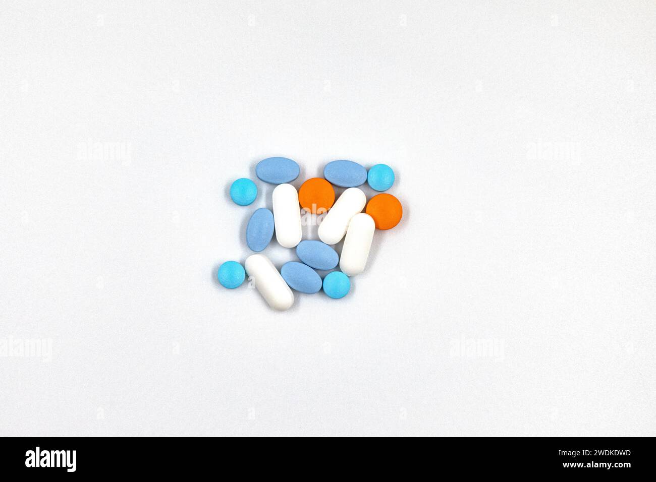 Medical Pills on white background. Stock Photo