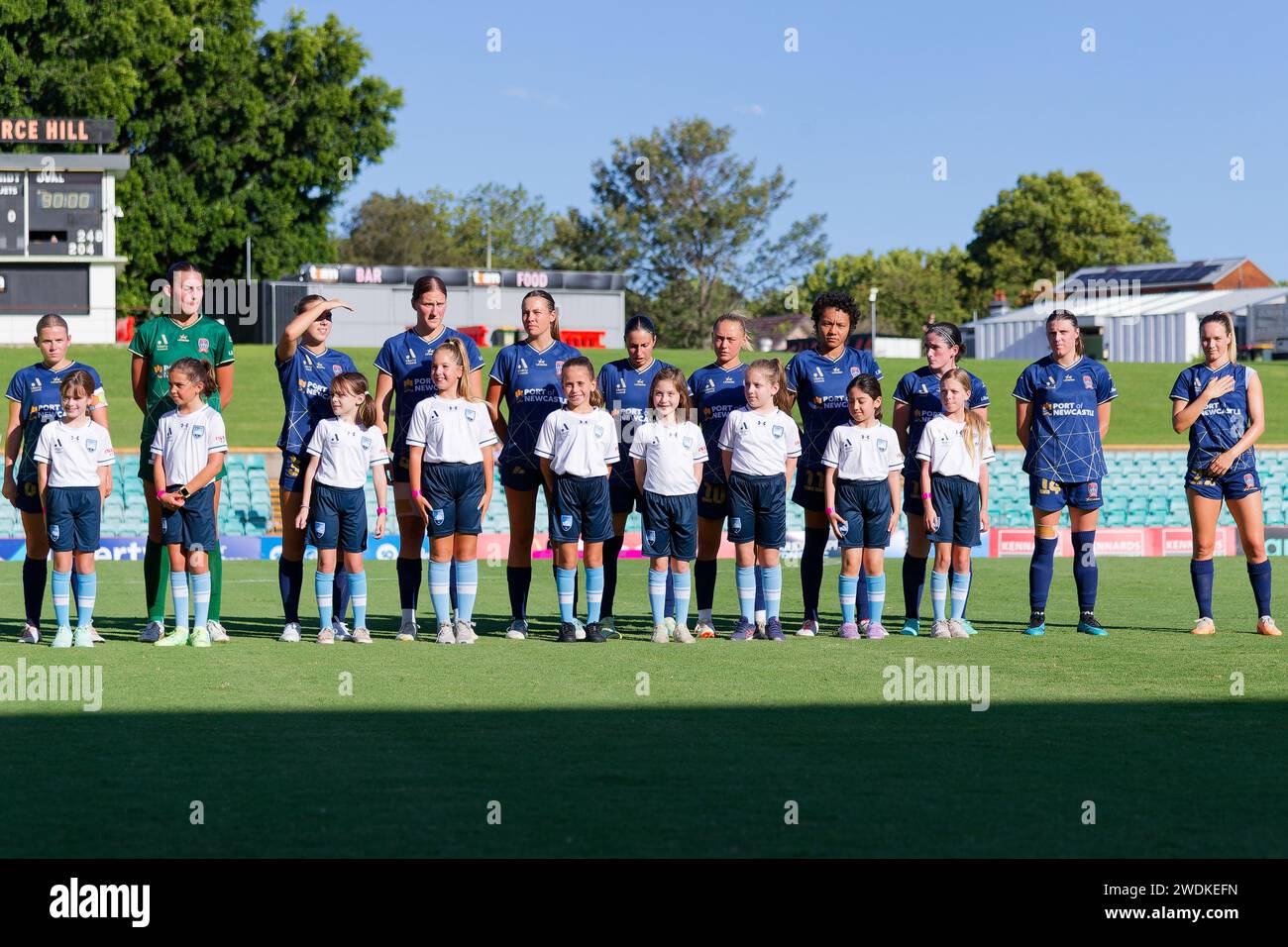 Sydney, Australia. 21st Jan, 2024. Newcastle Jets players line up on the pitch before the A-League Women Rd13 match between Sydney FC and Newcastle Jets at Leichhardt Oval on January 21, 2024 in Sydney, Australia Credit: IOIO IMAGES/Alamy Live News Stock Photo
