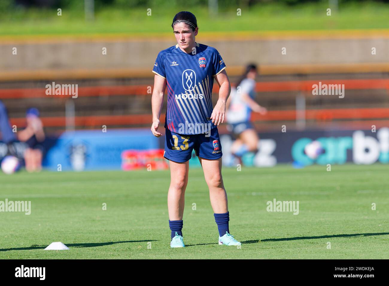 Sydney, Australia. 21st Jan, 2024. Lauren Allan of Newcastle Jets warms up before the A-League Women Rd13 match between Sydney FC and Newcastle Jets at Leichhardt Oval on January 21, 2024 in Sydney, Australia Credit: IOIO IMAGES/Alamy Live News Stock Photo