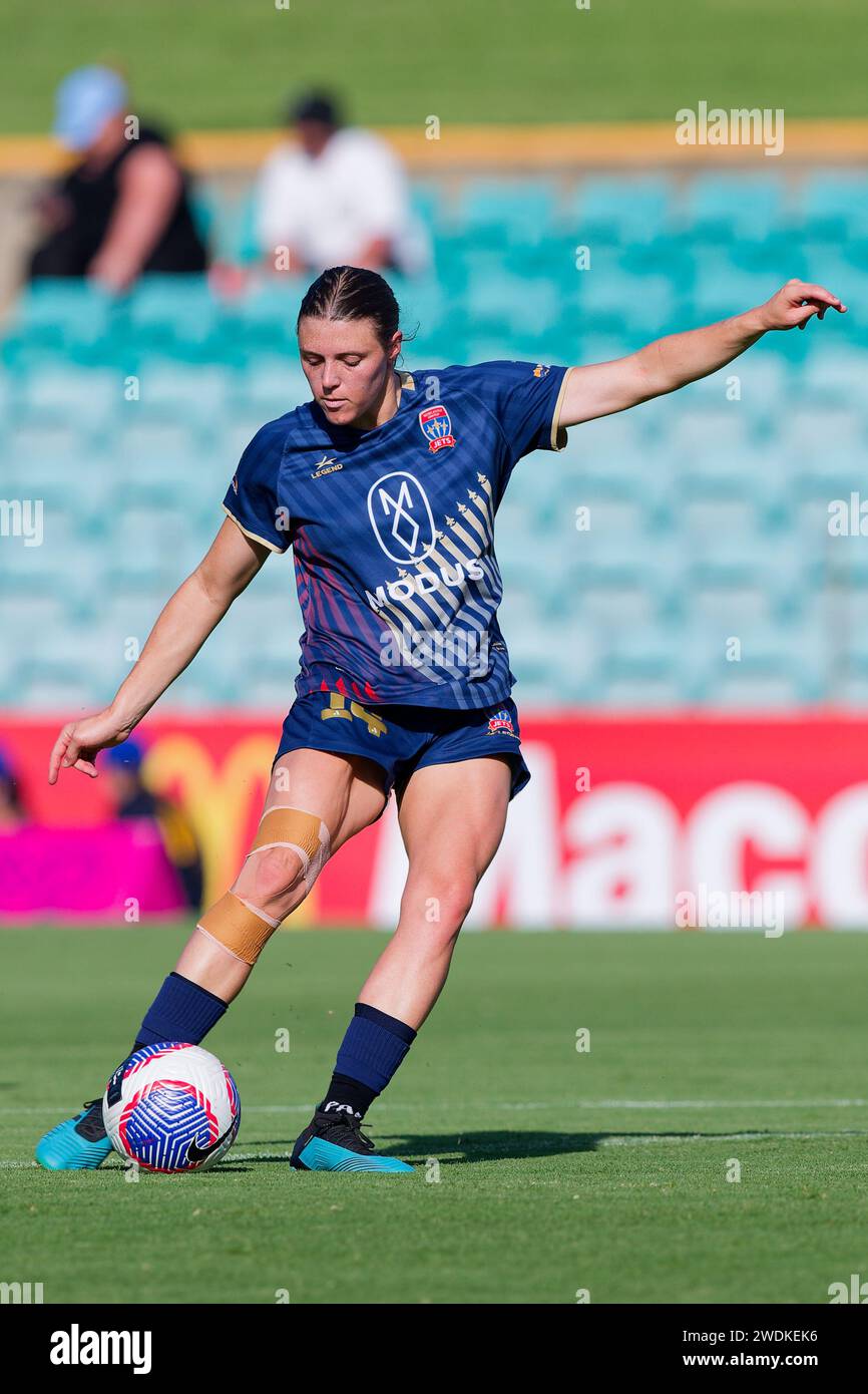 Sydney, Australia. 21st Jan, 2024. Melina Ayres of Newcastle Jets warms up before the A-League Women Rd13 match between Sydney FC and Newcastle Jets at Leichhardt Oval on January 21, 2024 in Sydney, Australia Credit: IOIO IMAGES/Alamy Live News Stock Photo