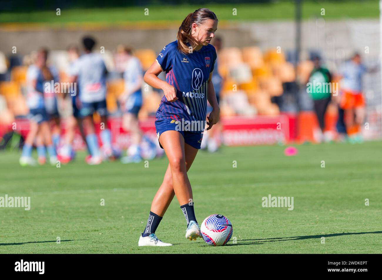 Sydney, Australia. 21st Jan, 2024. Josephine Wilson of Newcastle Jets warms up before the A-League Women Rd13 match between Sydney FC and Newcastle Jets at Leichhardt Oval on January 21, 2024 in Sydney, Australia Credit: IOIO IMAGES/Alamy Live News Stock Photo
