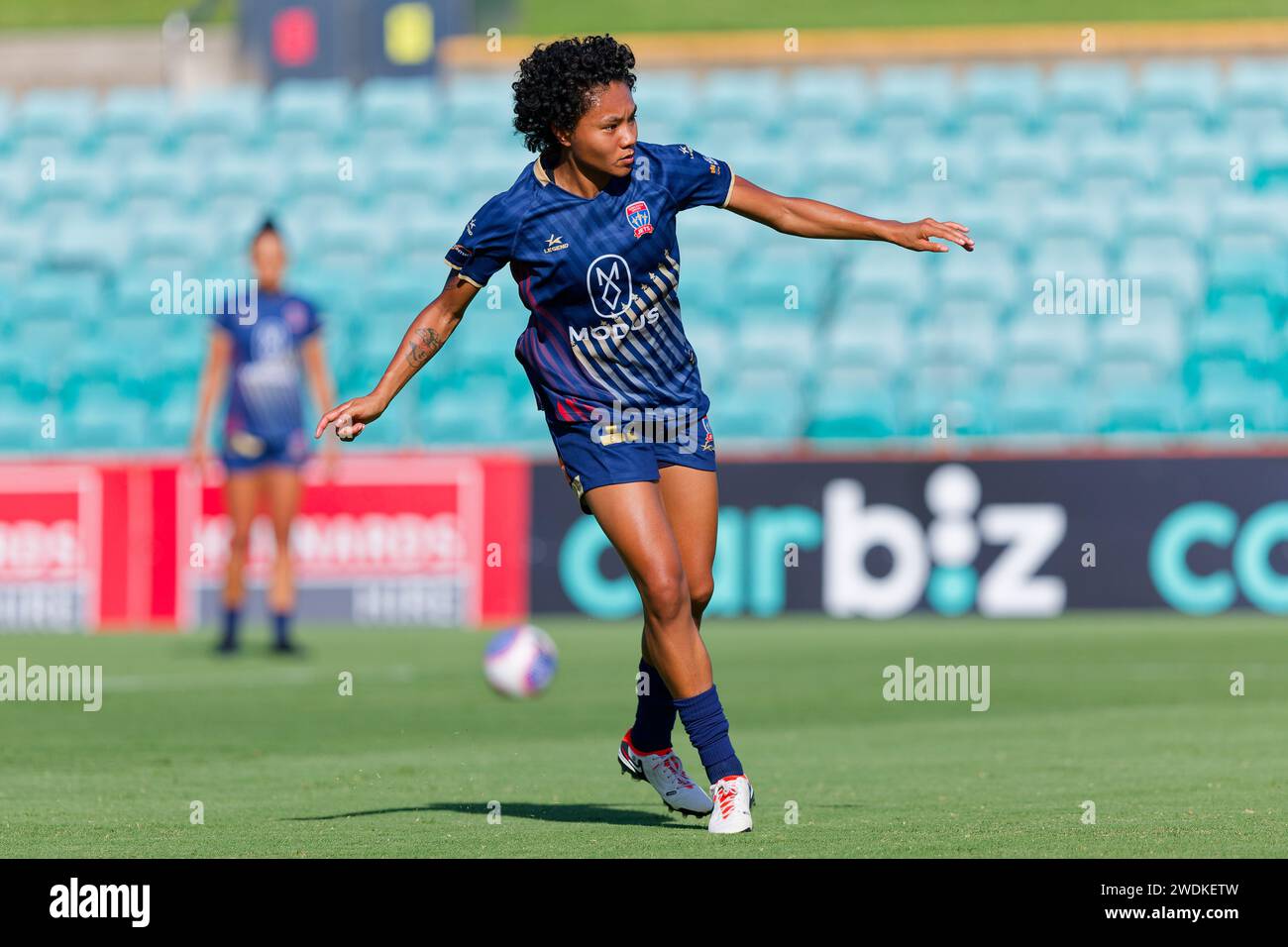 Sydney, Australia. 21st Jan, 2024. Sarina Bolden of Newcastle Jets warms up before the A-League Women Rd13 match between Sydney FC and Newcastle Jets at Leichhardt Oval on January 21, 2024 in Sydney, Australia Credit: IOIO IMAGES/Alamy Live News Stock Photo