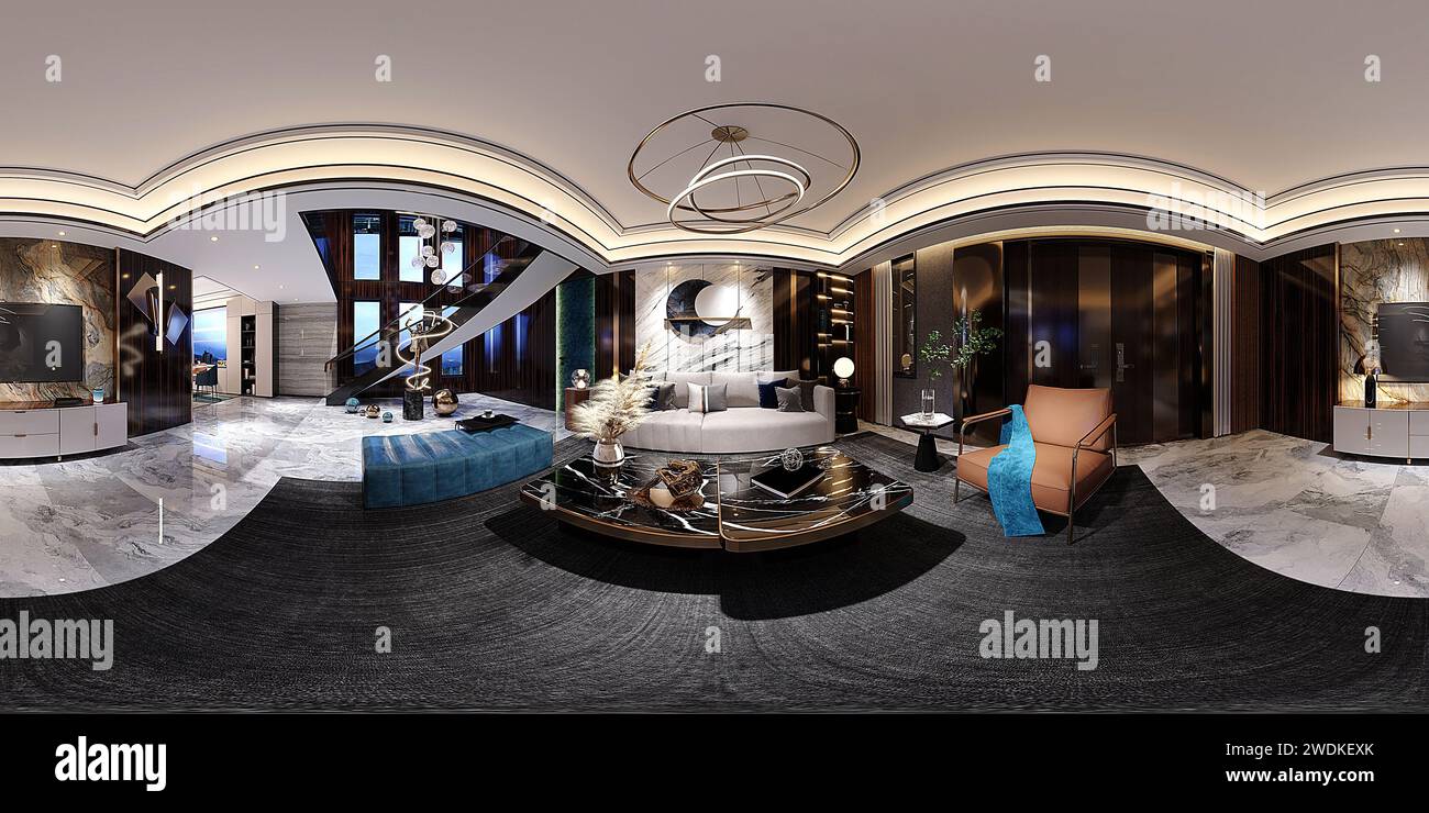3d render of luxury home interior living room Stock Photo