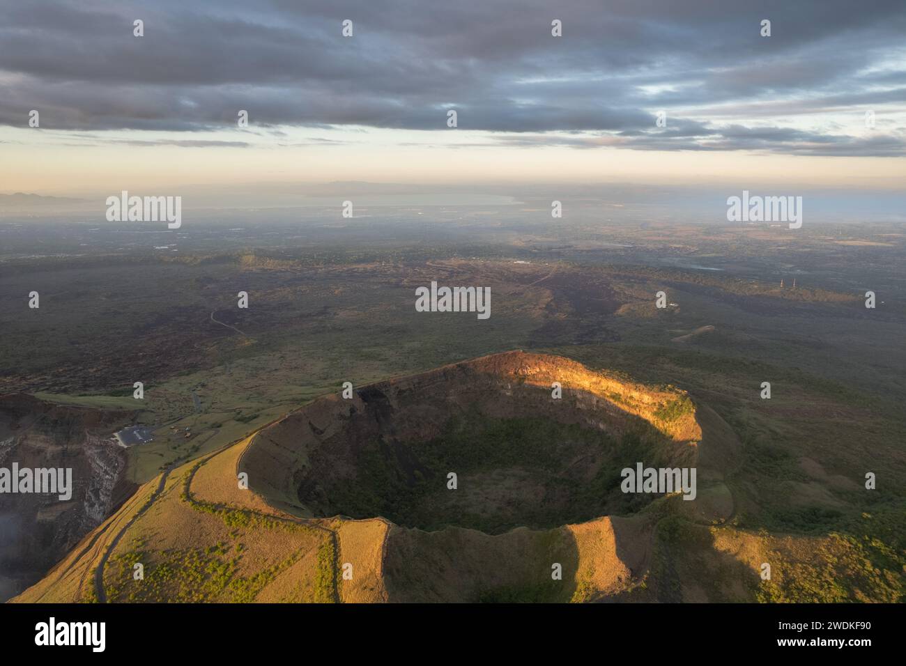 San pedro volcano crater in Masaya park Nicaragua aerial drone view Stock Photo