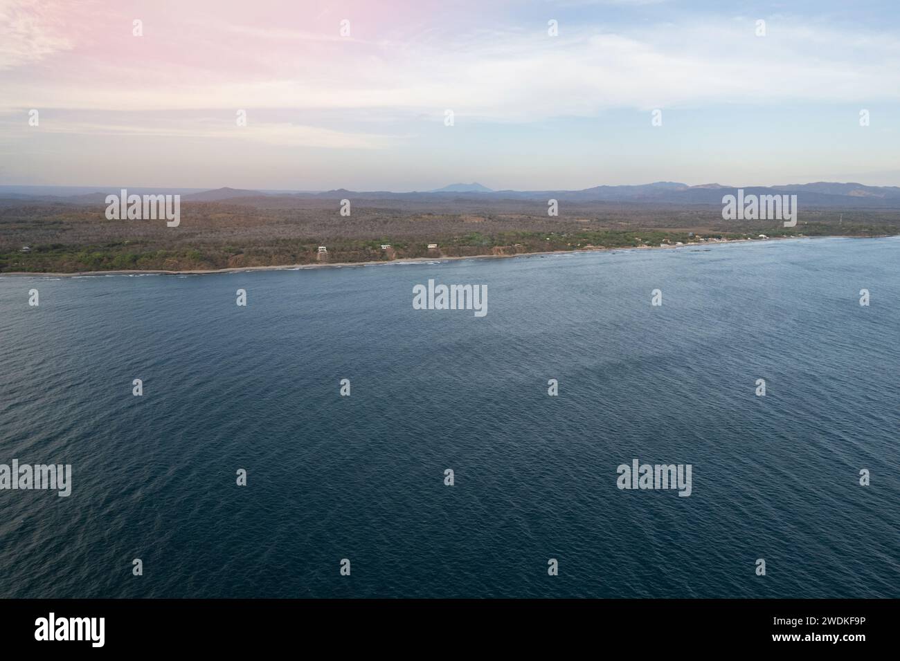 Pacific ocean beach in Nicaragua landscape aerial drone view Stock Photo