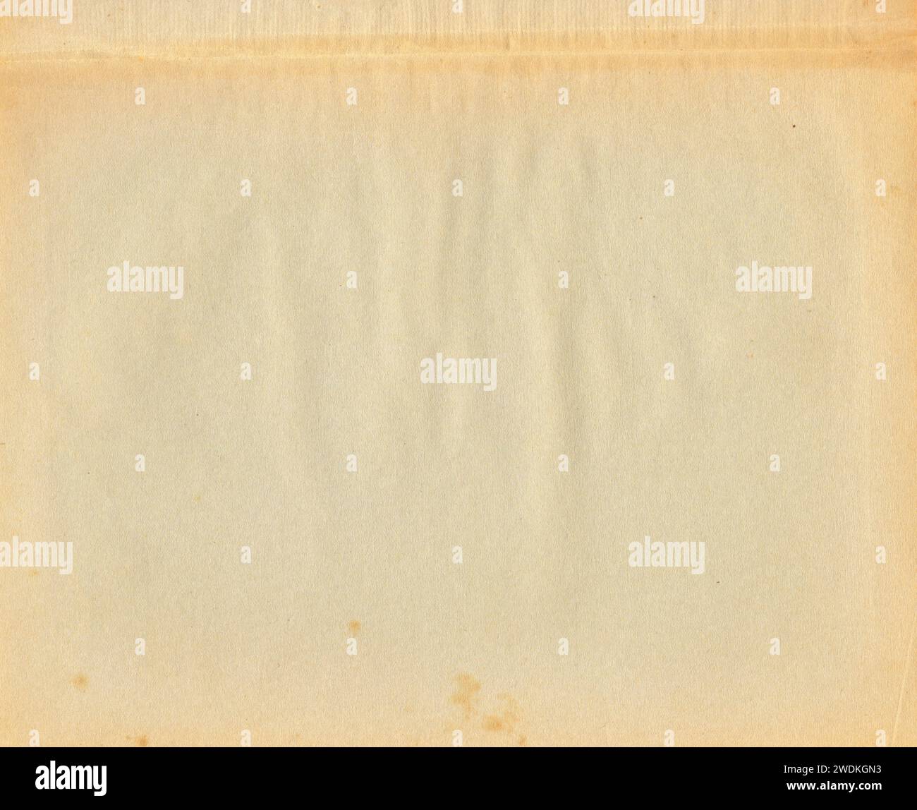 Yellowing page of old book vintage paper with stains background texture. High resolution scan