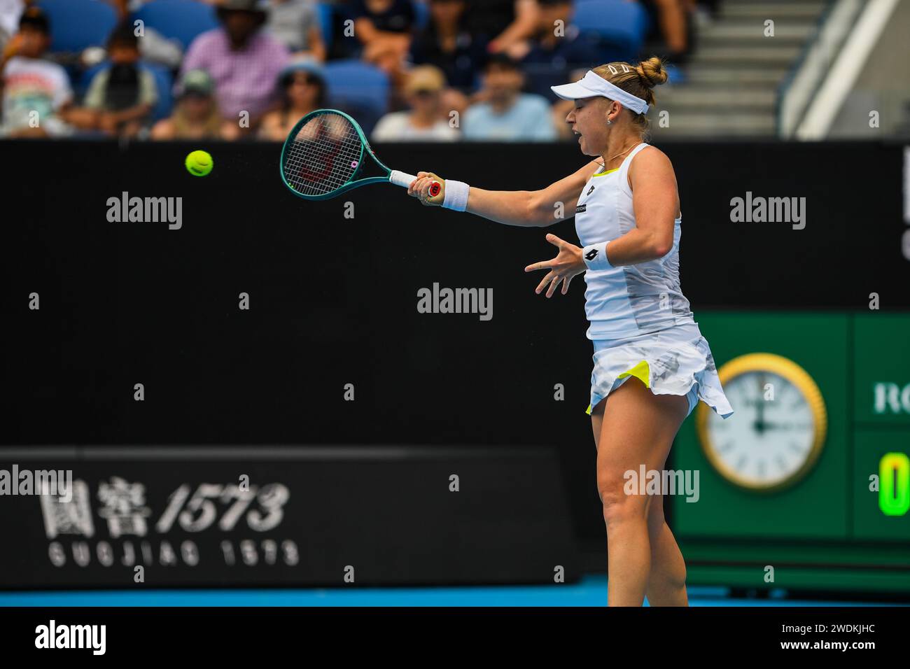 Melbourne, Australia. 20th Jan, 2024. Anna Blinkova of Russia plays against Jasmine Paolini of Italy (not in picture) during Round 3 match of the Australian Open Tennis Tournament at Melbourne Park. Paolini wins Blinkova in 2 sets with a score 7-6, 6-4. (Photo by Alexander Bogatyrev/SOPA Images/Sipa USA) Credit: Sipa USA/Alamy Live News Stock Photo