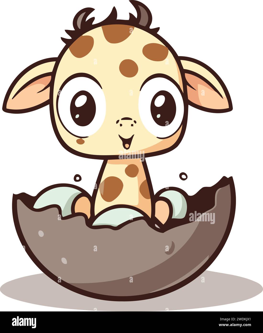 Cute giraffe in the egg character vector illustration. Cute cartoon ...