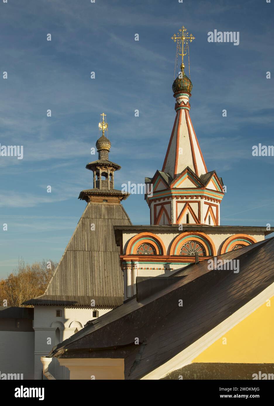 Trinity church and church of Transfiguration at Savvino-Storozhevsky monastery (Storozhi monastery of St. Savva). Zvenigorod. Russia Stock Photo