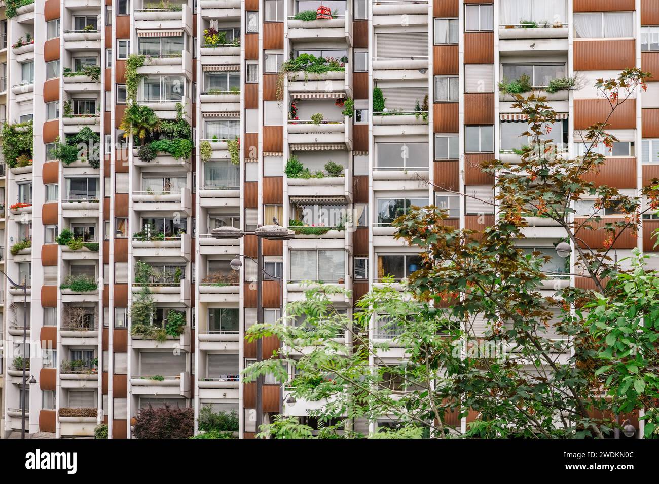 Facade and balconies of a building in the 15th arrondissement of Paris, France Stock Photo