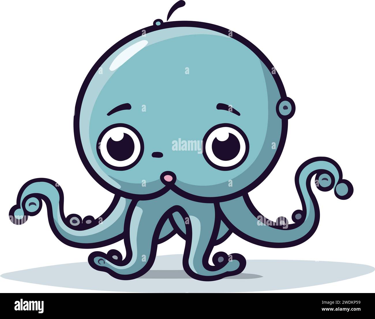A cartoon illustration of a squid looking angry Stock Vector Image