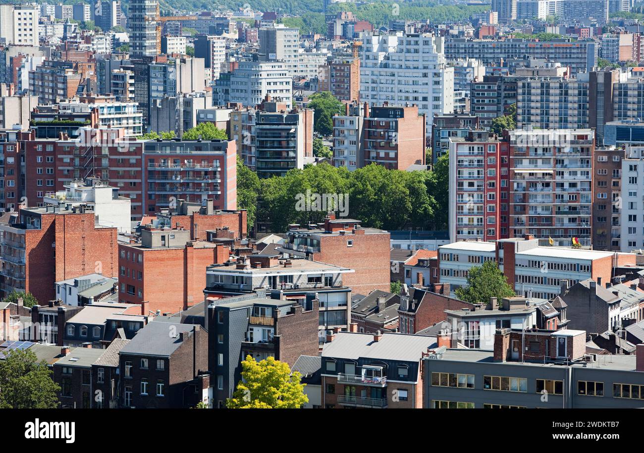 Panoramic view, city of Liège, Wallonia, Belgium, Europe Stock Photo