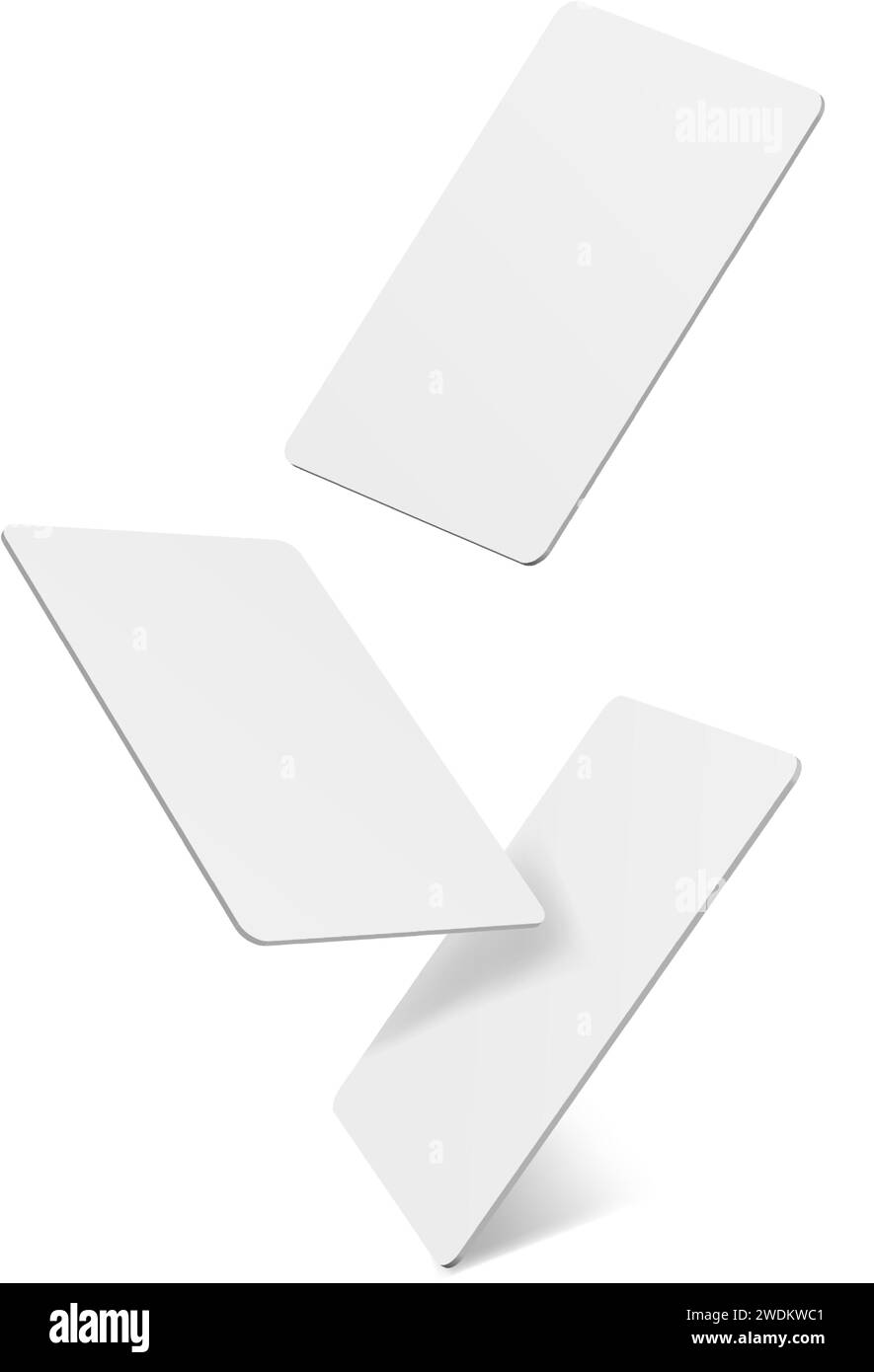 realistic vector icon illustration. Flying blank playing cards ...